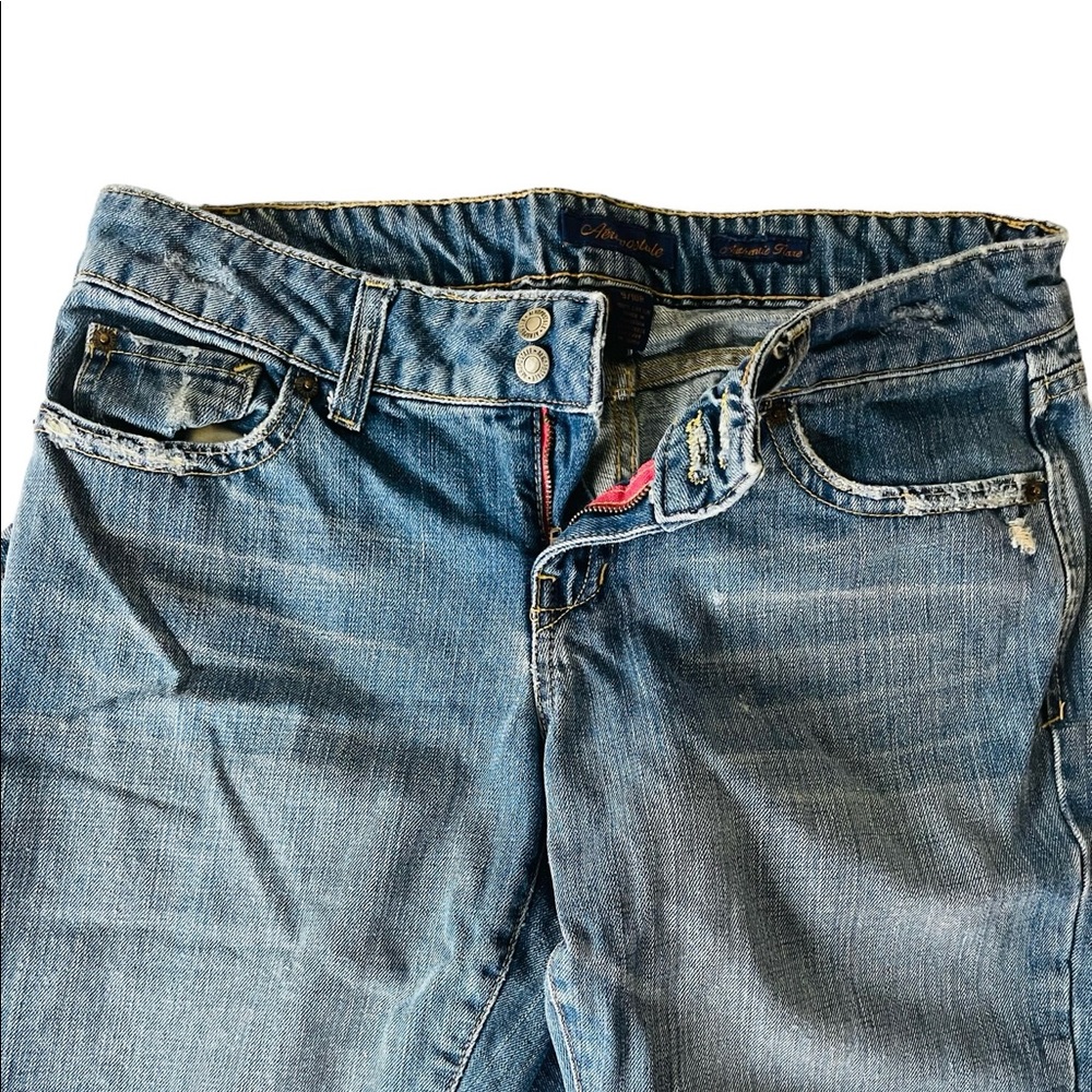 Aeropostale Women's 9/10R Straight Fit Distressed Denim Jeans | Cotton Blend
